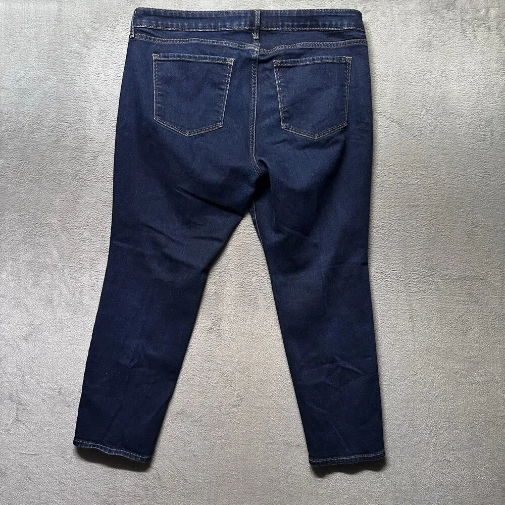 Old Navy Womens 16 Short Power Slim Straight Jeans Blue Dark Wash Mid Rise EUC